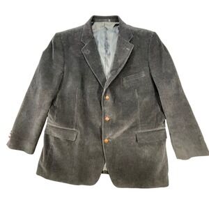 Zagato Grey Corduroy Blazer Mens 50R Three Button Cotton Sport Coat Jacket